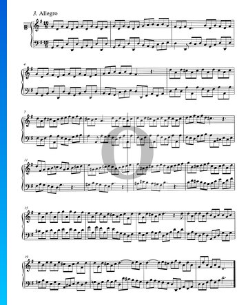 Concierto en sol mayor, BWV 980: 3. Allegro Partitura