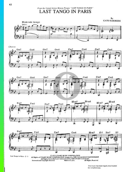 Last Tango In Paris Partitura