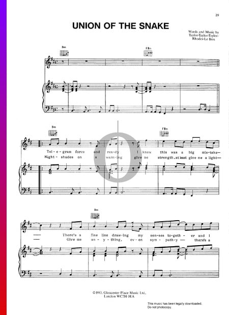 Union Of The Snake Musik-Noten