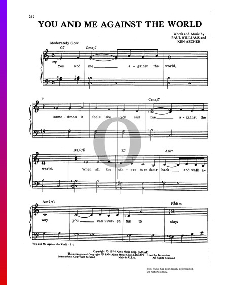 You And Me Against The World Partitura