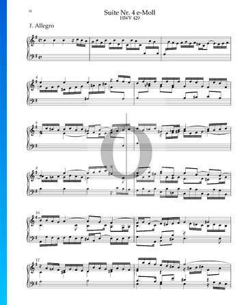 Suite n.º 4 en mi menor, HWV 429: 1. Allegro Partitura