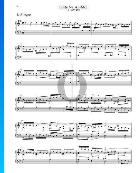 Suite Nr. 4 e-Moll, HWV 429: 1. Allegro Musik-Noten