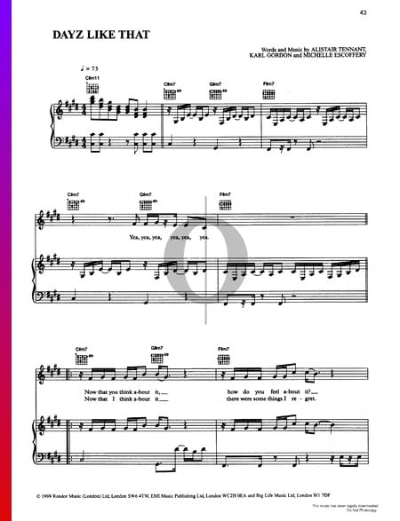 Dayz Like That Sheet Music