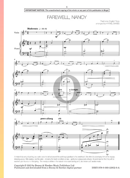 Farewell, Nancy Partitura