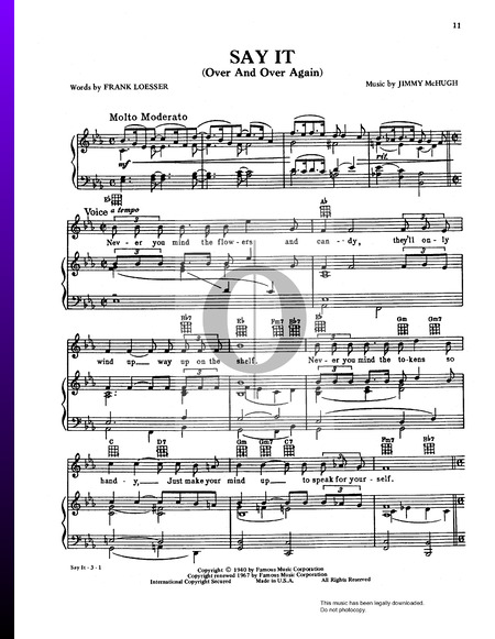 Say It (Over And Over Again) Sheet Music