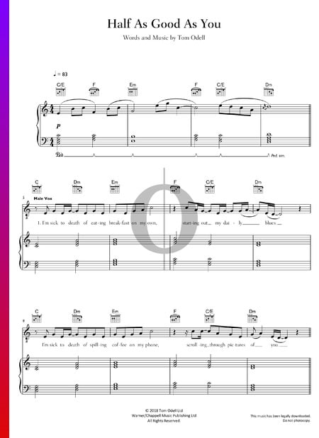 Half As Good As You Sheet Music