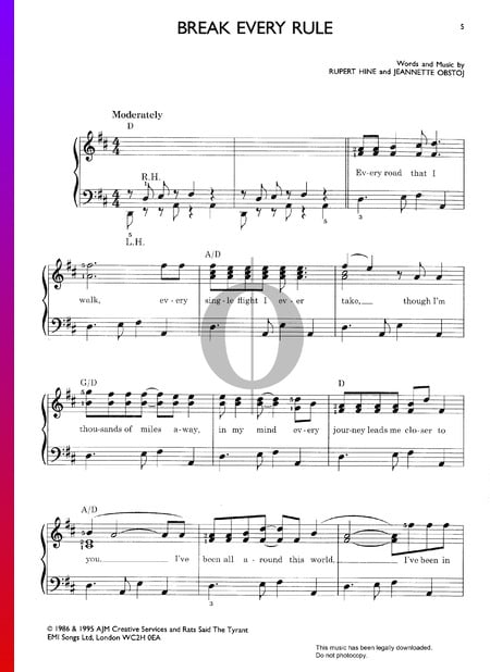 Break Every Rule Sheet Music