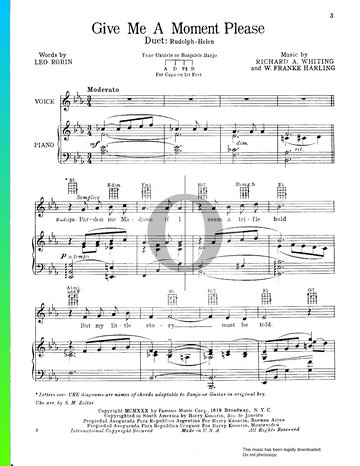 Give Me A Moment Please Sheet Music