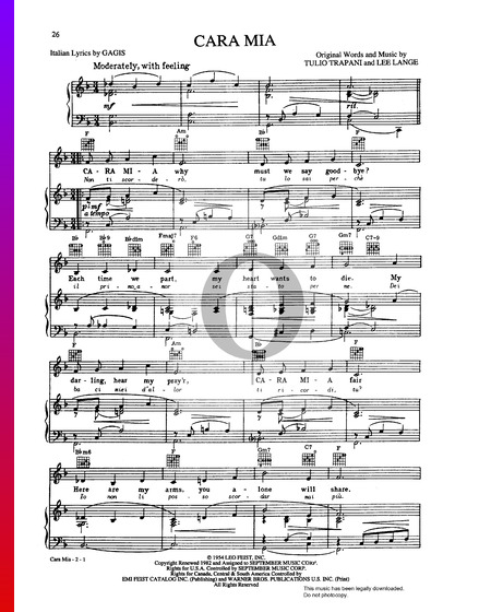 Cara Mia Partitura