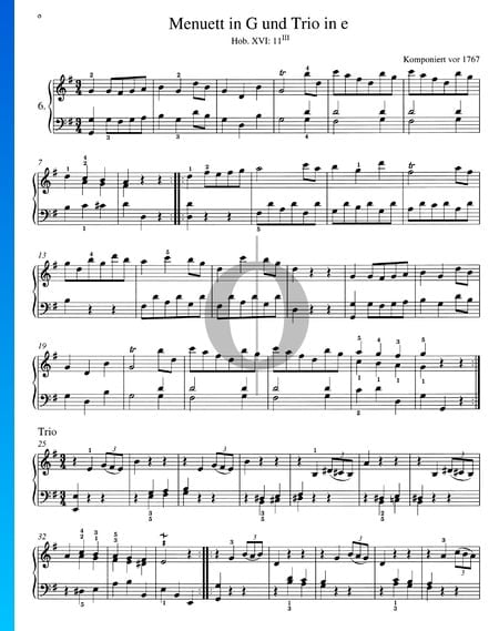 Menuett in G-Dur und Trio in e-Moll, Hob. XVI:11/III