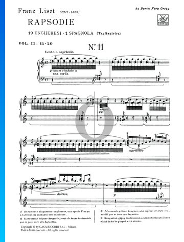 Hungarian Rhapsody No. 11, S.244/11 Partitura