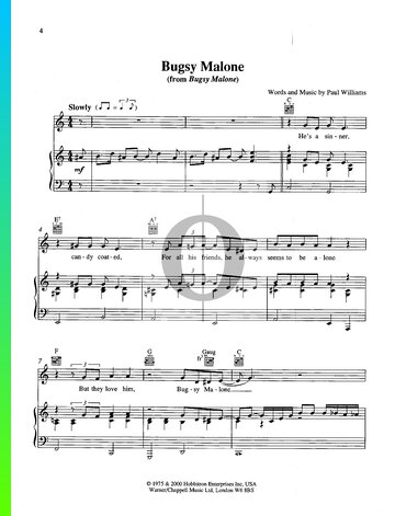 Bugsy Malone Sheet Music