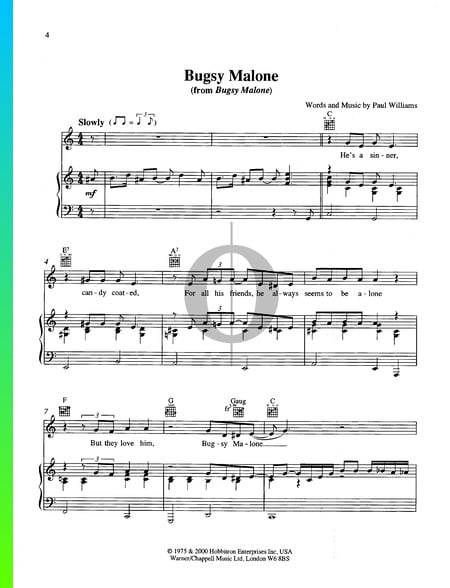 Bugsy Malone Sheet Music