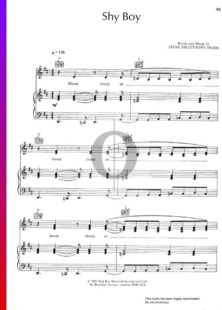 Shy Boy Sheet Music