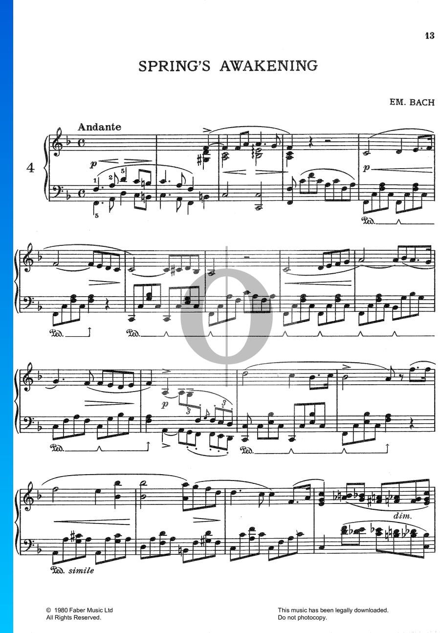 Spring's Awakening (Carl Philipp Emanuel Bach) Piano Sheet Music - OKTAV