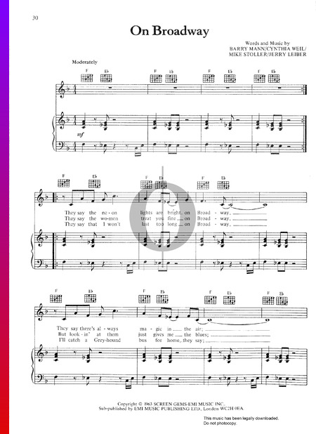 On Broadway Sheet Music