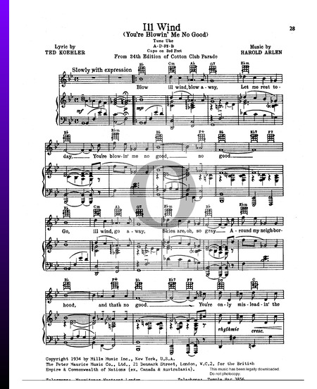 Ill Wind (You're Blowin' Me No Good) Sheet Music