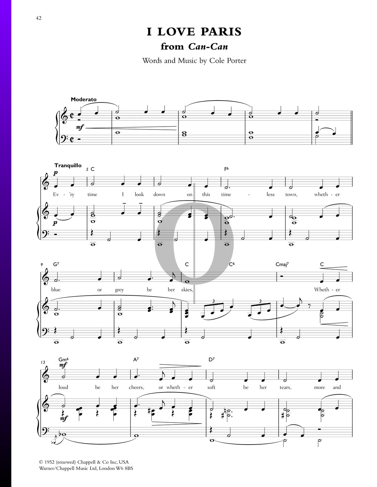 I Love Paris Sheet Music (Piano, Voice, Guitar) - OKTAV