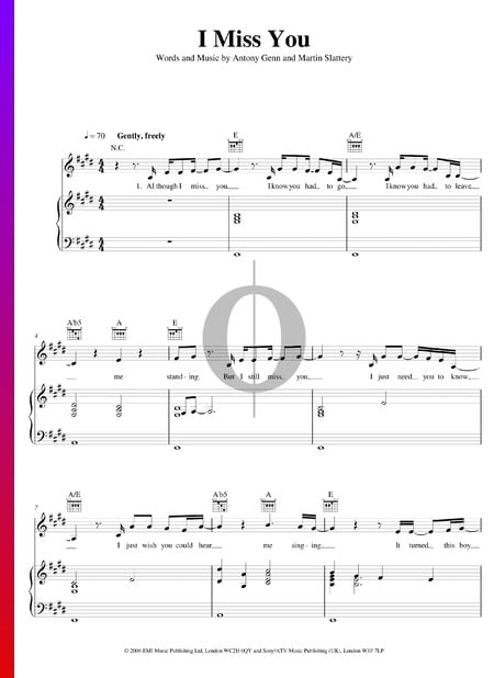 I Miss You Partitura