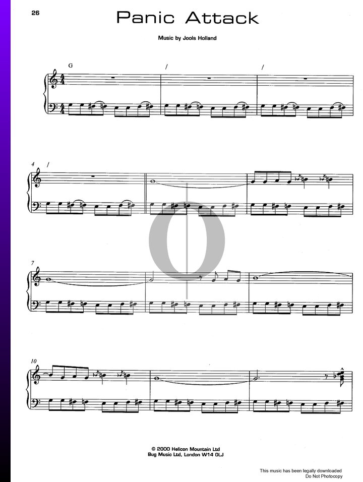 Panic Attack (Jools Holland) Piano Sheet Music - OKTAV