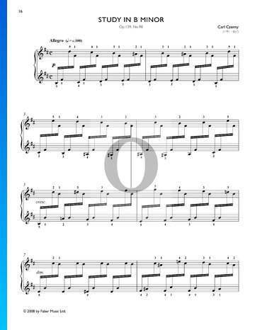 Study in B minor, Op. 139 No. 98 Spartito