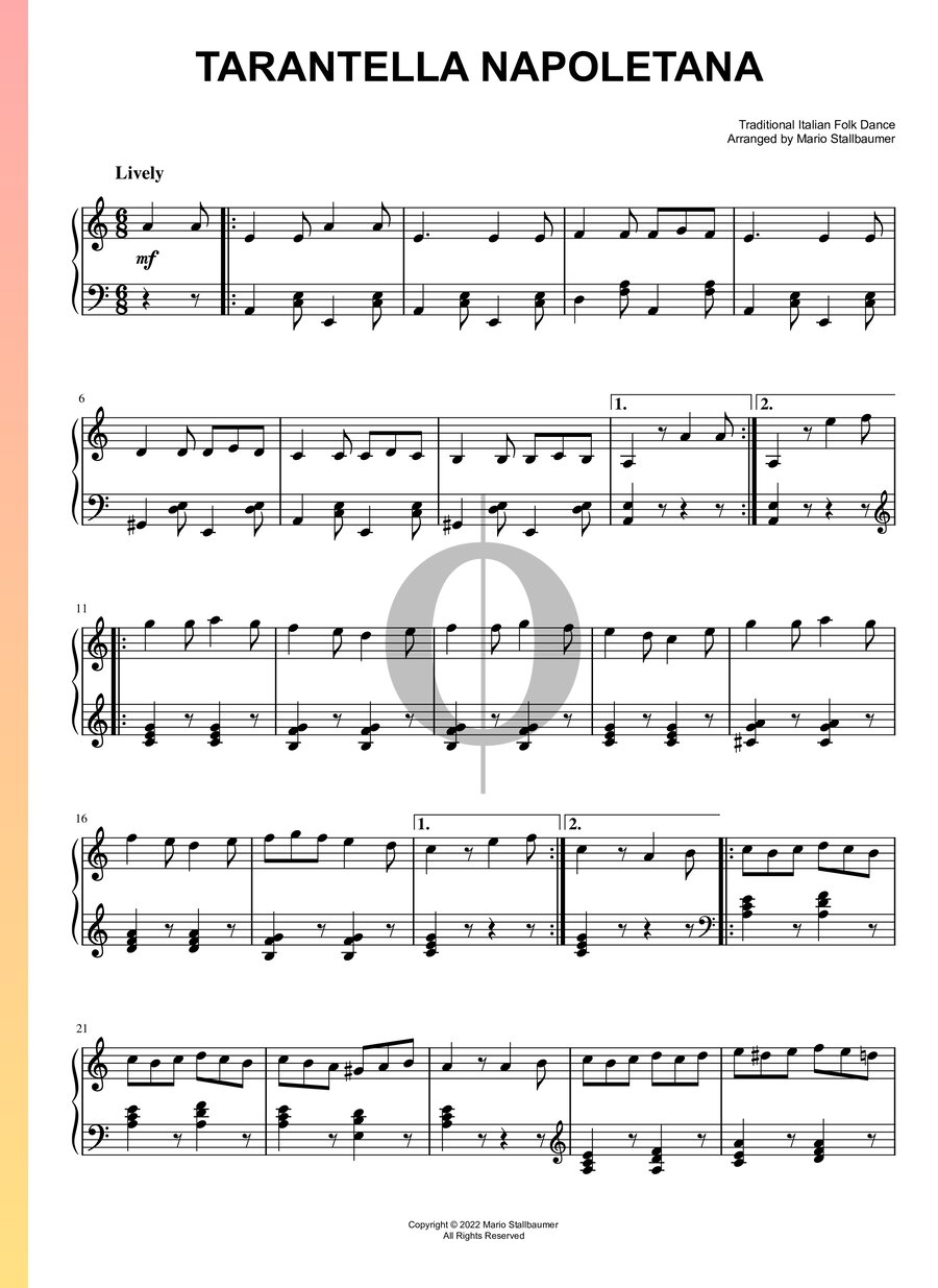 Tarantella Napoletana Sheet Music (Piano Solo) - OKTAV