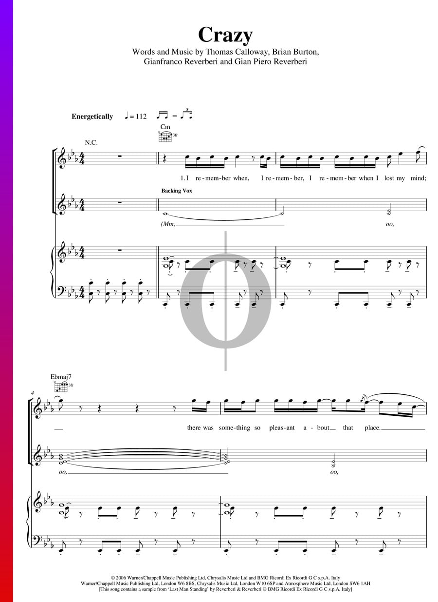 Crazy Sheet Music Piano Guitar Voice Oktav 