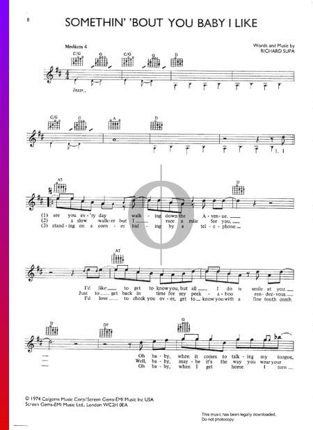 Somethin' 'Bout You Baby I Like Sheet Music