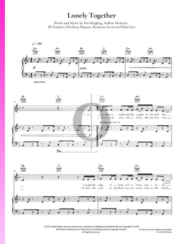 Lonely Together Sheet Music