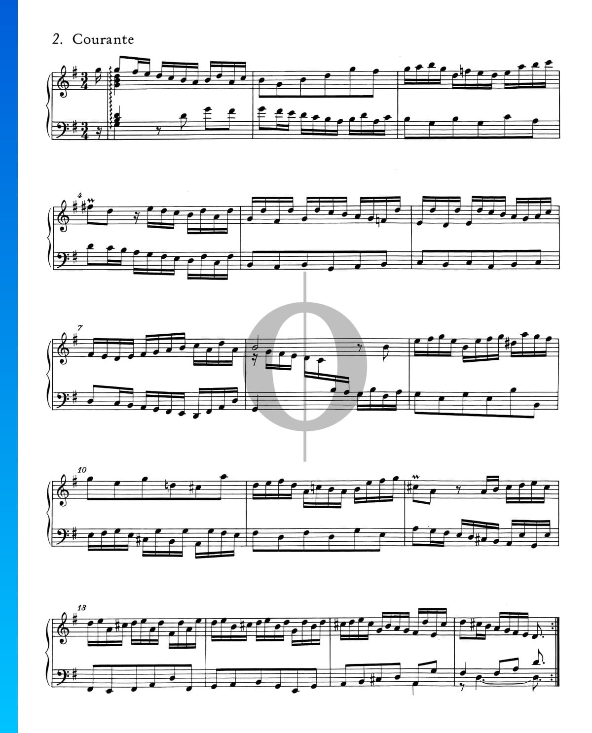 French Suite No. 5 G Major, BWV 816: 2. Courante Sheet Music (Piano ...