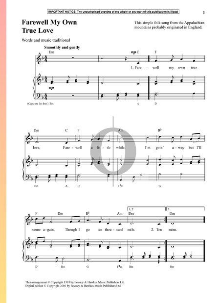Farewell My Own True Love Sheet Music