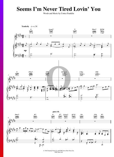 Seems I'm Never Tired Lovin' You Musik-Noten