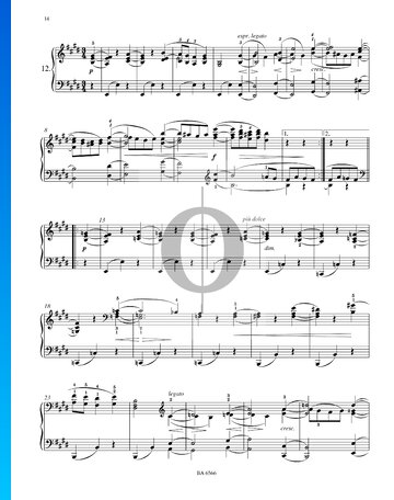 Sixteen Waltzes, Op. 39 No. 12 Spartito