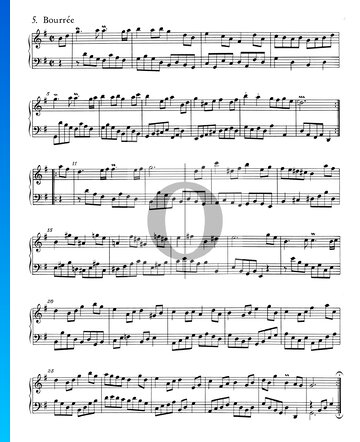 Suite francesa n.º 5 en sol mayor, BWV 816: 5. Bourrée Partitura