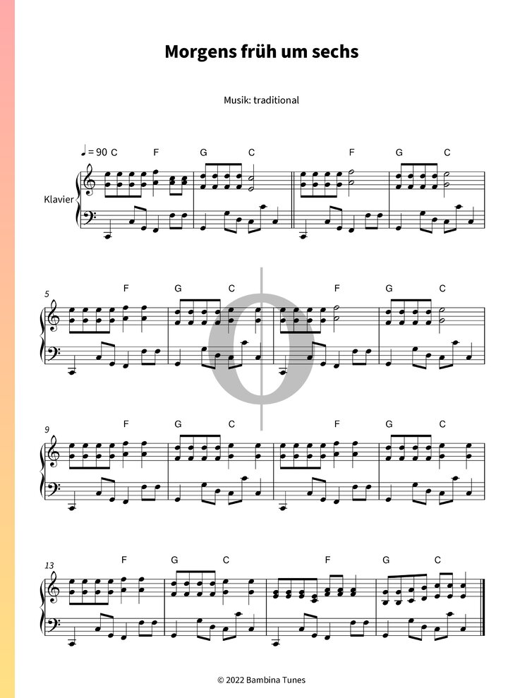 Morgens Früh Um 6 Text Pdf Morgens früh um sechs door Anonymous | piano bladmuziek (Pianosolo) - OKTAV