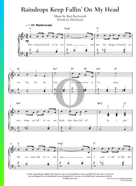 Raindrops Keep Fallin' On My Head Partitura