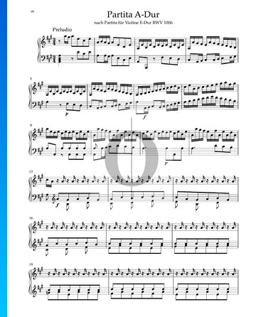 Partita in A-Dur, BWV 1006: 1. Preludio Musik-Noten