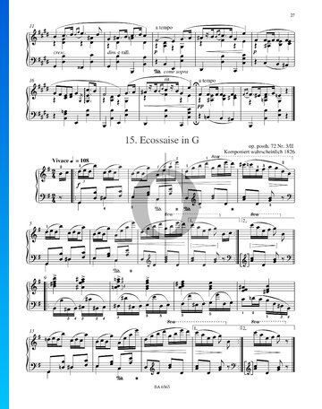 Ecossaise in G-Dur, Op. posth. 72 Nr. 3/II Musik-Noten