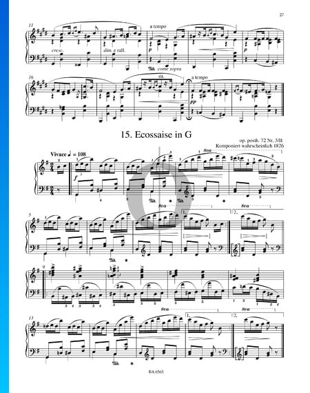 Ecossaise in G-Dur, Op. posth. 72 Nr. 3/II Musik-Noten