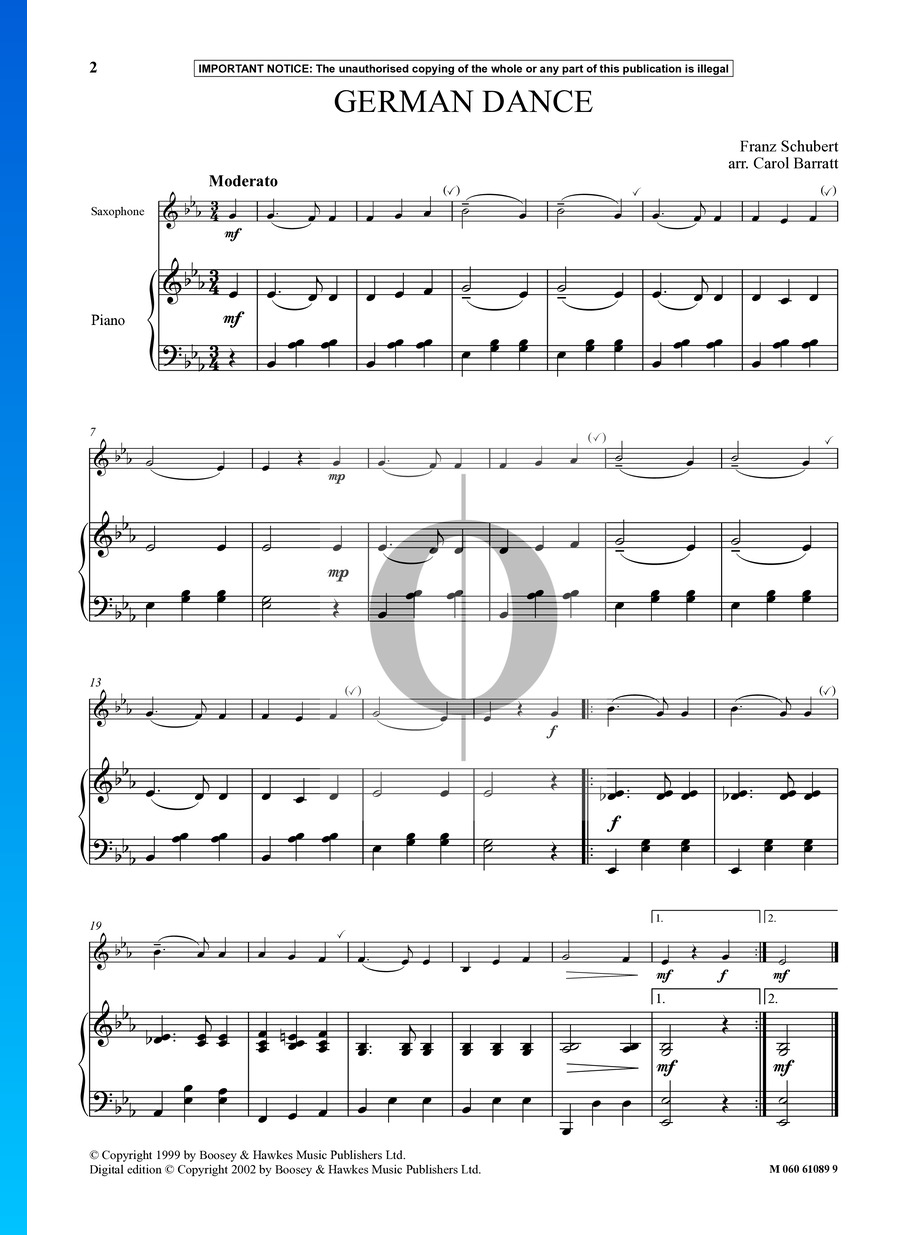 Partition Danse allemande, D 783 n° 7 » Franz Schubert (Piano