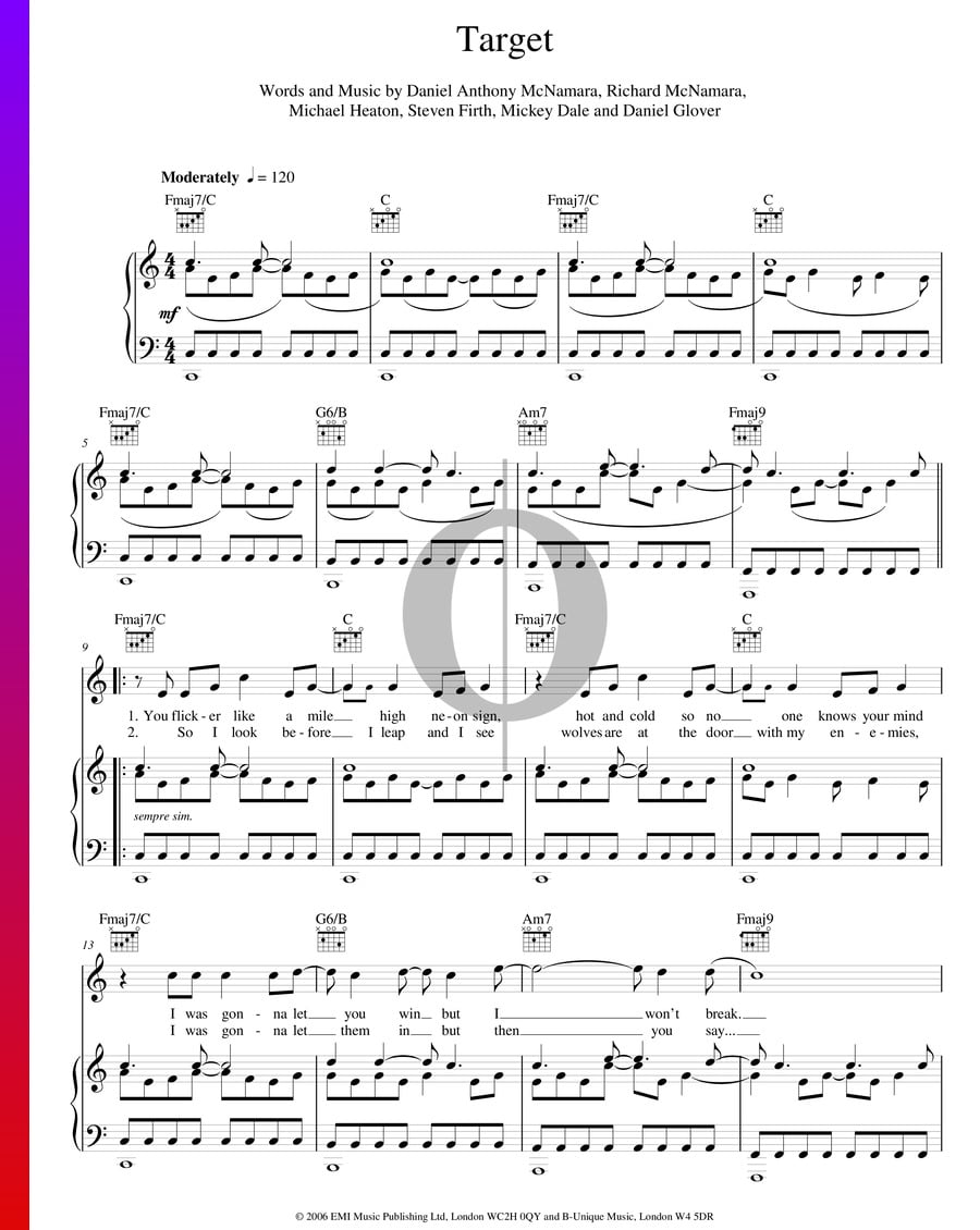 Target (Embrace) Piano Sheet Music OKTAV