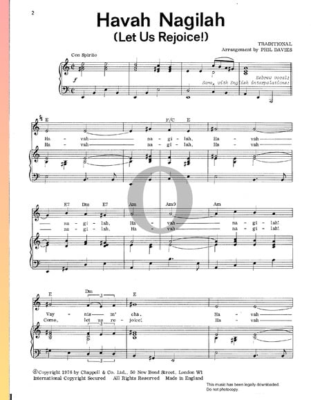 Havah Nagilah (Let Us Rejoice!) Partition