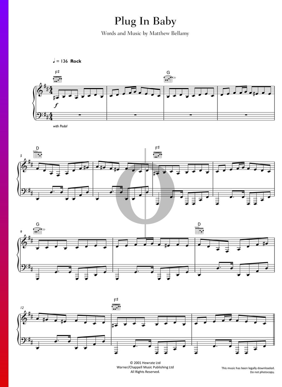 Plug In Baby (Muse) Piano Sheet Music - OKTAV