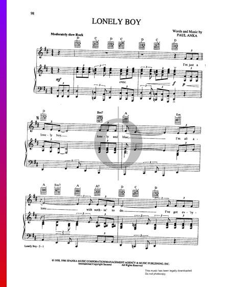 Lonely Boy Sheet Music