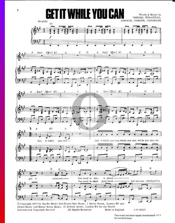 Get It While You Can Sheet Music