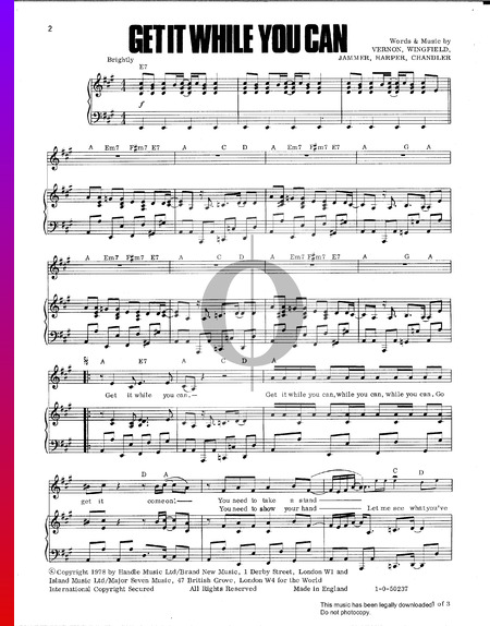 Get It While You Can Sheet Music
