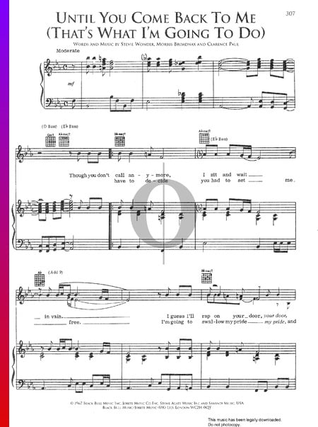 Until You Come Back To Me (That's What I'm Going To Do) Musik-Noten