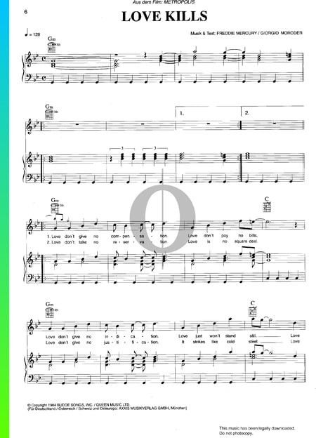 Love Kills Sheet Music