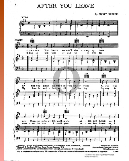After You Leave Sheet Music