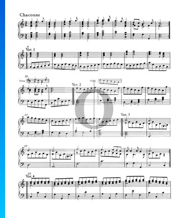 Partition Suite en Do Majeur, HWV 443: 7. Chaconne et Variations